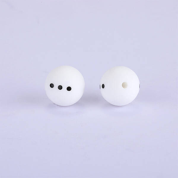 Christmas Printed Round with Snowman Pattern Silicone Focal Beads