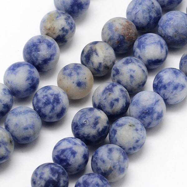 Natural Blue Spot Jasper Round Bead Strands