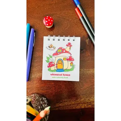 Whimsical Homes Tiny Coloring Book, Mini coloring book for Adults, Coloring Book for kids, Small Coloring Book, Tiny Coloring...