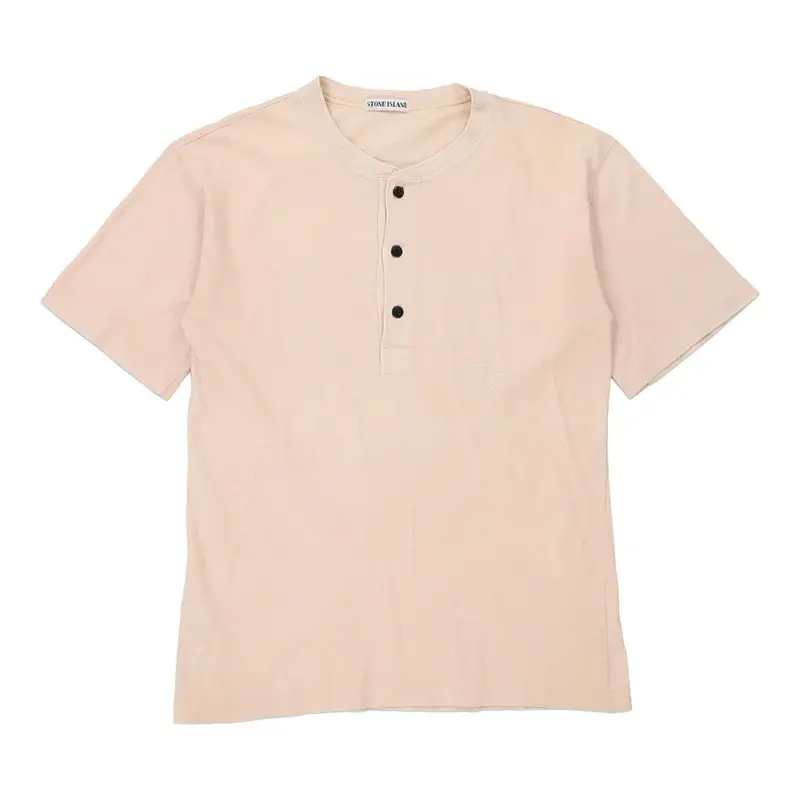 1980's Script Stone Island T-Shirt - XL Pink Cotton