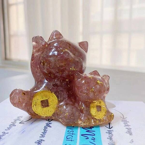 Gold Foil Resin Fortune Cat Display Decoration