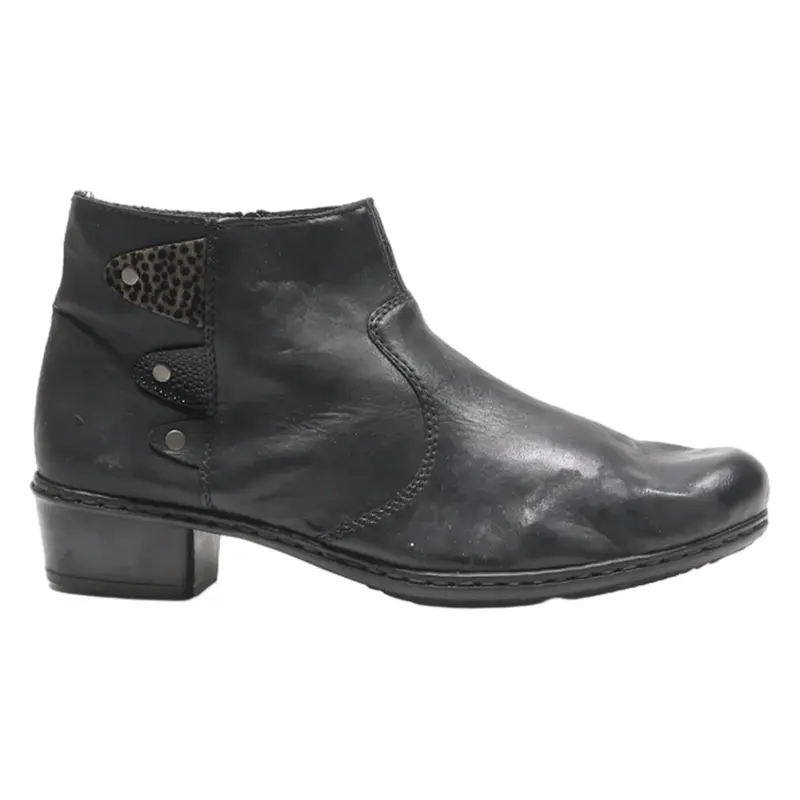 RIEKER Ankle Boots Black Leather Womens UK 5