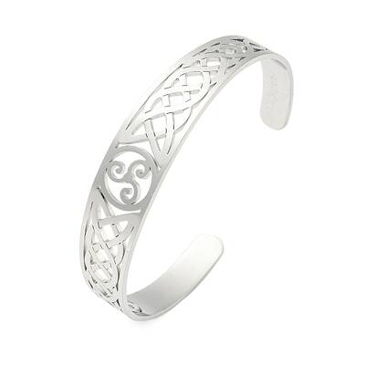 Non-Tarnish 304 Stainless Steel Triquetra/Trinity Knot Hollow Open Cuff Bangles