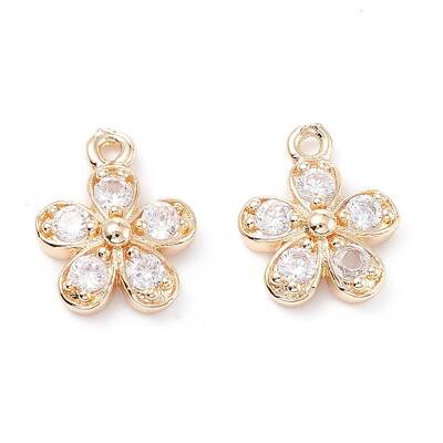 Rack Plating Brass Cubic Zirconia Charms