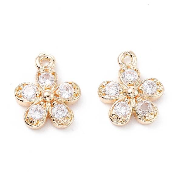 Rack Plating Brass Cubic Zirconia Charms