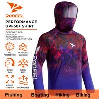 RODEEL UPF 50+ Sun UV Protection Hoodie Shirts, Men Raglan Long Sleeve Lightweight Quick Dry Breathable Cooling Rash Guard wi...