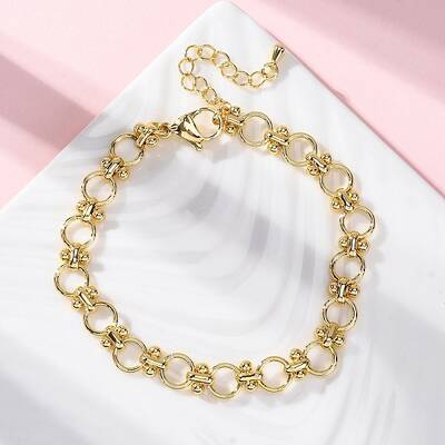 Brass Ring Link Chain Bracelets for Women Men