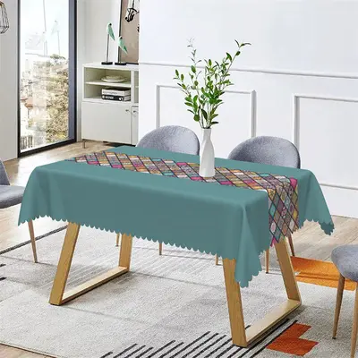 Colorful Ethnic Plaid Green Rectangle Tablecloth - Aperturee