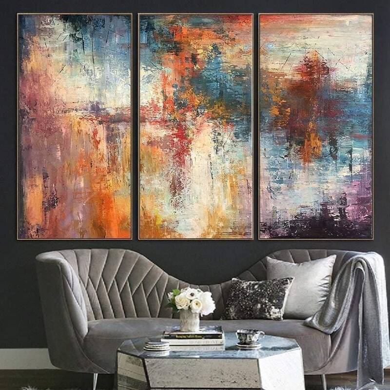 Extra Large Colorful Sets Of 3 Paintings On Canvas Abstract Artwork Modern Wall Art | SONG OF NATURE