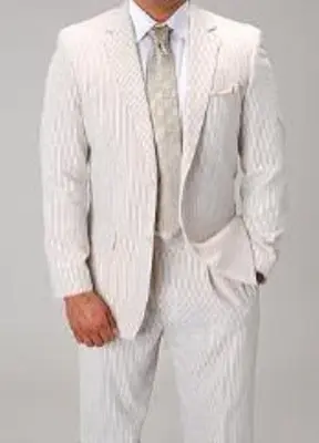 Beige Seersucker Suit