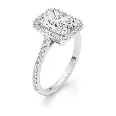 14K White Gold 3CT Princess Cut Lab Created Diamond Custom Engagement Ring D Color VVS1-VS1 Clarity 3EX IGI Certified