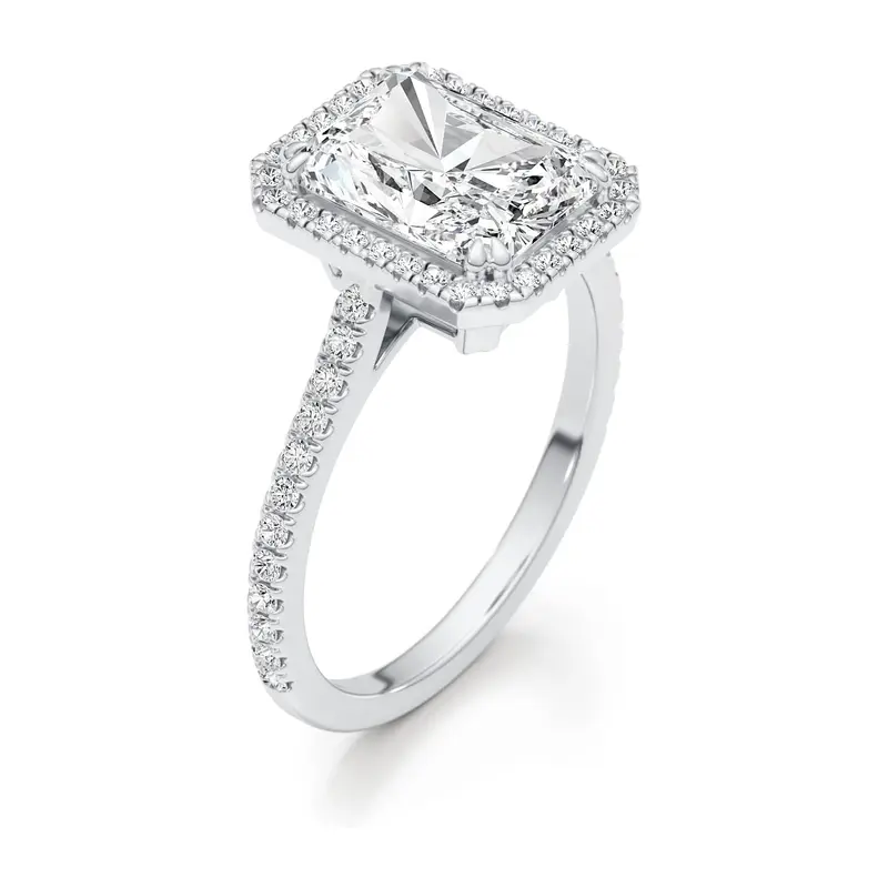 14K White Gold 3CT Princess Cut Lab Created Diamond Custom Engagement Ring D Color VVS1-VS1 Clarity 3EX IGI Certified