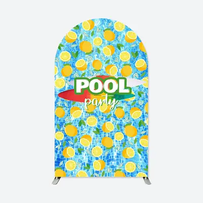 Aperturee Swimming Pool Lemon Blue Arch Backdrop For Party | Custom Arched Wall Covers | Circle Arch Backdrop Diy | Diy Arch ...