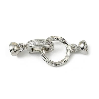 Brass Micro Pave Clear Cubic Zirconia Fold Over Clasps