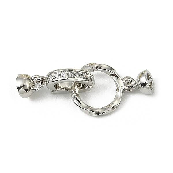 Brass Micro Pave Clear Cubic Zirconia Fold Over Clasps