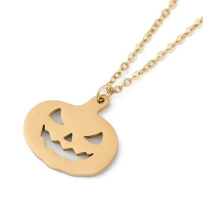 Halloween Series 202 Stainless Steel Cable Chain Pumpkin Pendant Necklaces