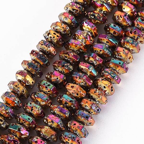 Electroplated Natural Lava Rock Beads Strands