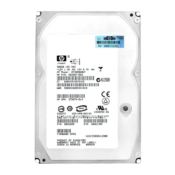 462587R-003 HP 300GB 15000RPM SAS 3Gb/s Hot-Pluggable Dual Port 3.5-inch Hard Drive for Gen1 to Gen7 ProLiant Servers