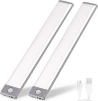 2-Pack LED Motion Sensor Under-Cabinet Lights | Wireless USB Rechargeable Kitchen Night Lights + Wardrobe/Closet/Cabinet Ligh...