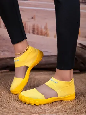 Women's Solid Color Breathable Comfortable Sports Shoes, Casual Wide Toe Box Minimalist Sneakers, Lightweight Breathable Runn...