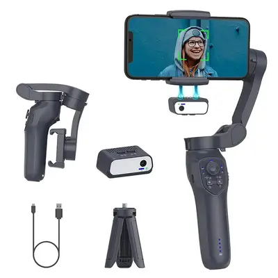 COMITOK Gimbal Stabalizer 3-Axis Handheld Phone Stabilizer For Smartphone With Fill Light, Active Rotating Automatic Face Tra...