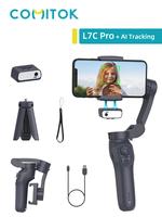 COMITOK Gimbal Stabalizer For Android&iPhone, 3-Axis Handheld For Smart Cellphone With Fill Light, Active Rotating Automatic ...