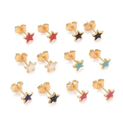 304 Stainless Steel Enamel Stud Earrings