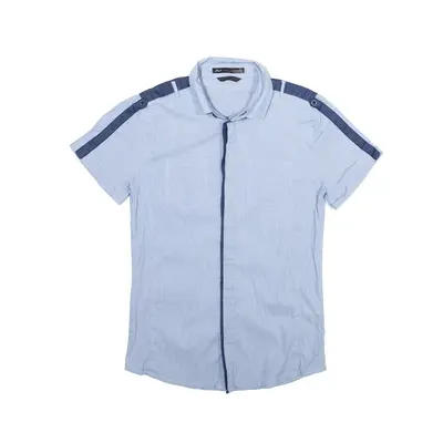 DANIELE ALESSANDRINI Plain Shirt Blue Pinstripe Short Sleeve Womens XS