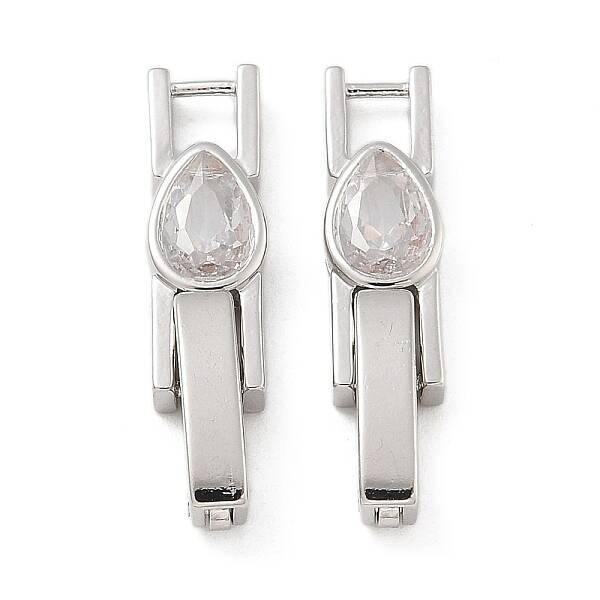 Rack Plating Brass Micro Pave Cubic Zirconia Watch Band Clasps