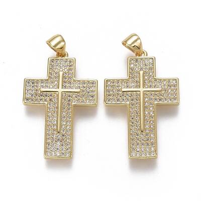 Brass Micro Pave Cubic Zirconia Pendants