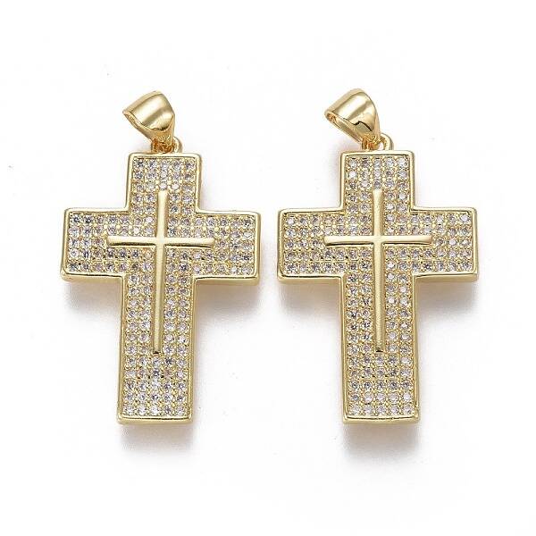 Brass Micro Pave Cubic Zirconia Pendants