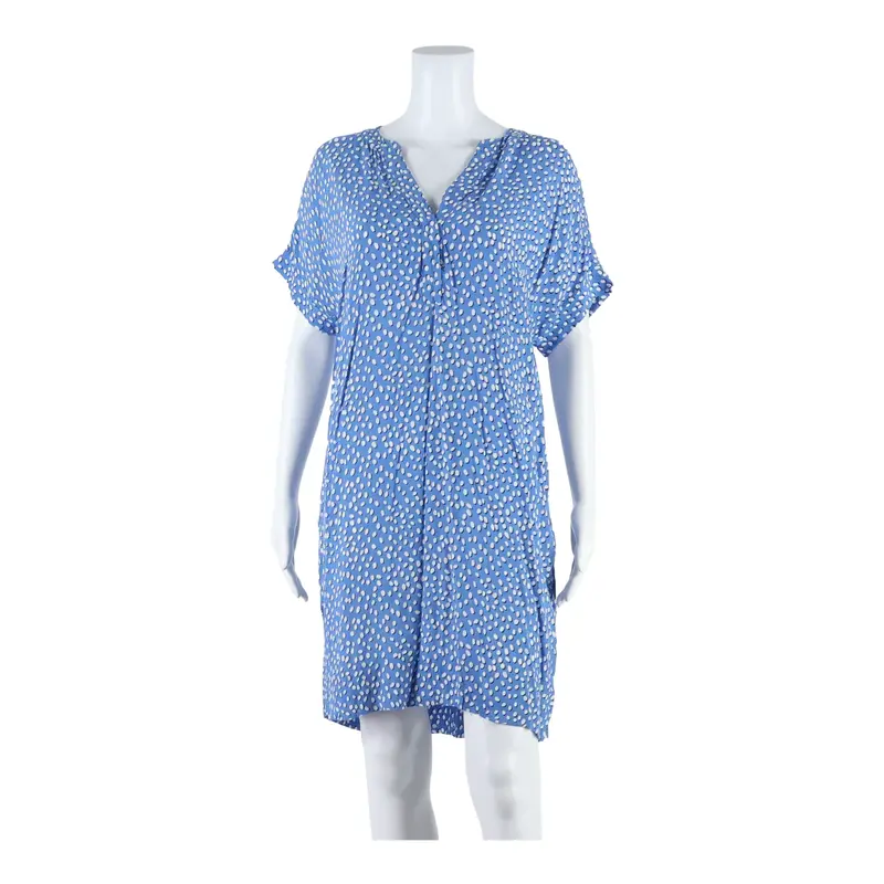 HOBBS Womens Shift Dress Blue Viscose Spotted Short Sleeve Knee Length UK 12