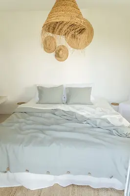 Linen bedding set in Sage Green | Size: EU Double + Standard