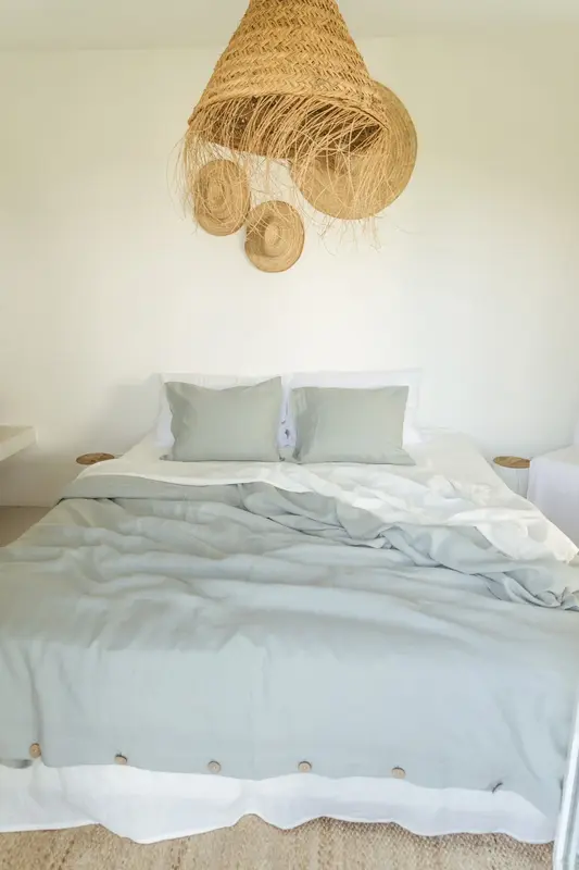 Linen bedding set in Sage Green | Size: EU Double + Standard