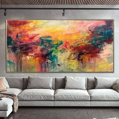 Abstract Colorful Painting Canvas Vibrant Wall Art Modern Oil Artwork Abstract Expressionism Painting Contemporary Art | STRA...