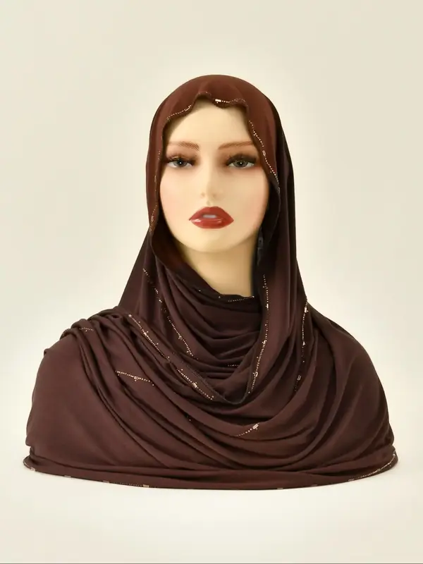 New Plus Size Jersey Hijab Shawl Soft Lightweight Solid Color Women's Scarf, Modesty Versatile Head Wraps for Casual Wear, El...