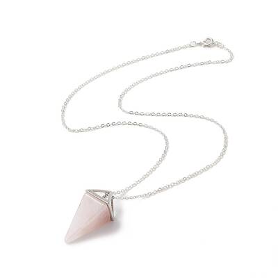 Natural Rose Quartz Geometry Pendant Necklace