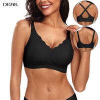 OEAK Women Seamless Bras No Underwire Scalloped Push Up Bras Soft Wireless Comfort Bralettes Full Coverage Everyday Bra Women...