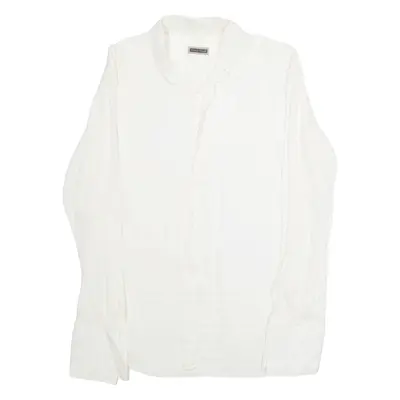 MARCO AZZALI Womens Blouse Cream Collared Long Sleeve L