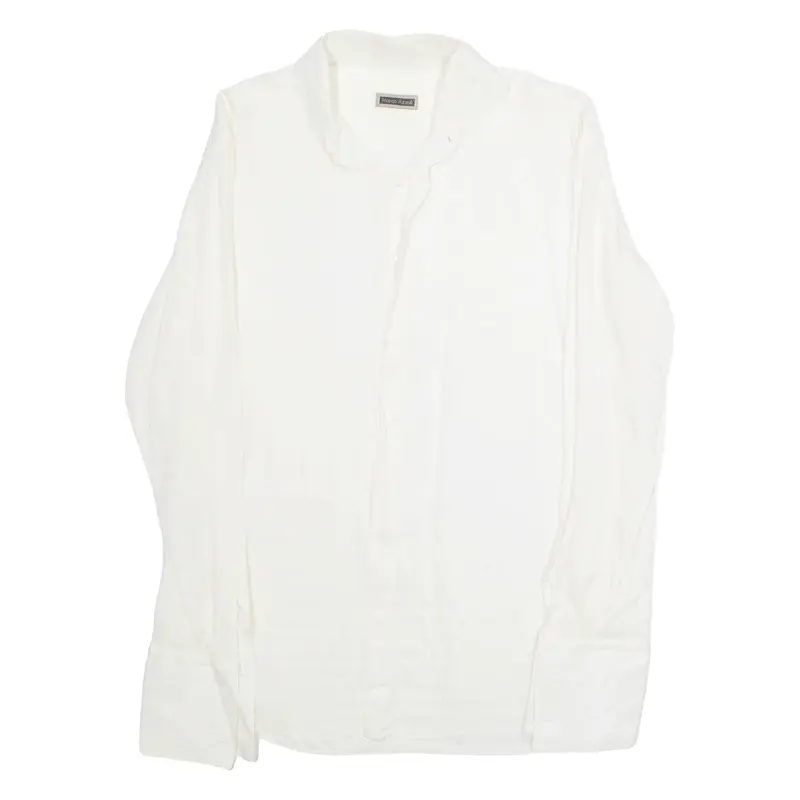 MARCO AZZALI Womens Blouse Cream Collared Long Sleeve L