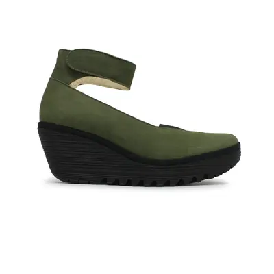 Fly London YOUS529FLY Cupido Leather Women's Comfort Shoes - Military - Size:US 7-7.5 Women