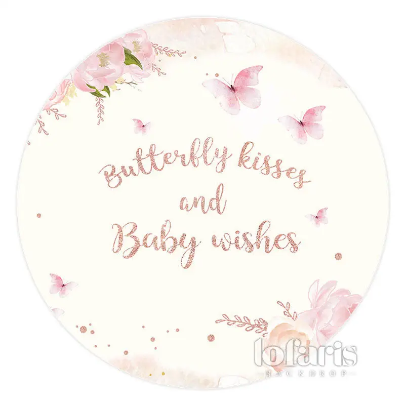 Aperturee Pink Floral Butterfly Baby Shower Round Backdrop For Girl | Round Baby Shower Backdrop | Round Backdrop Baby Shower...