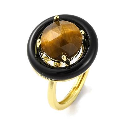 Rack Plating Round Brass Enamel Adjustable Rings