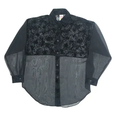 CLOCK HOUSE Sheer Womens Shirt Black Collared Long Sleeve M