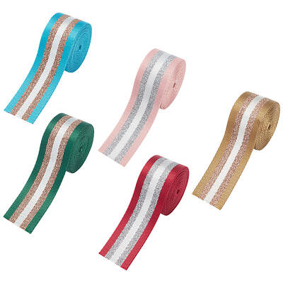 10 Yards 5 Colors Filigree Polyester Striped Ribbon