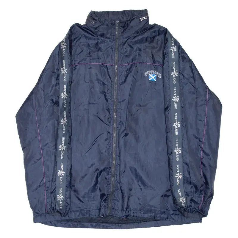 SCOTLAND Mens Shell Jacket Blue Nylon 2XL