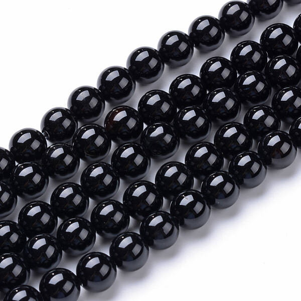 Natural Black Onyx Round Bead Strands
