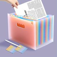 1pc 25-Layer A4 Transparent Expandable Folder - Rainbow Color-Coded Plastic Document Organizer, Holds 2000 Sheets for Office,...