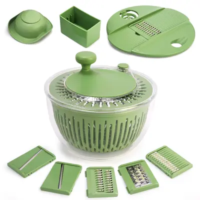 Susteas Salad Spinner +Chopper Combo –Includes Colander & Pasta Strainer– 5-in-1 Kitchen Must-Have (Springtok Green) Vege...