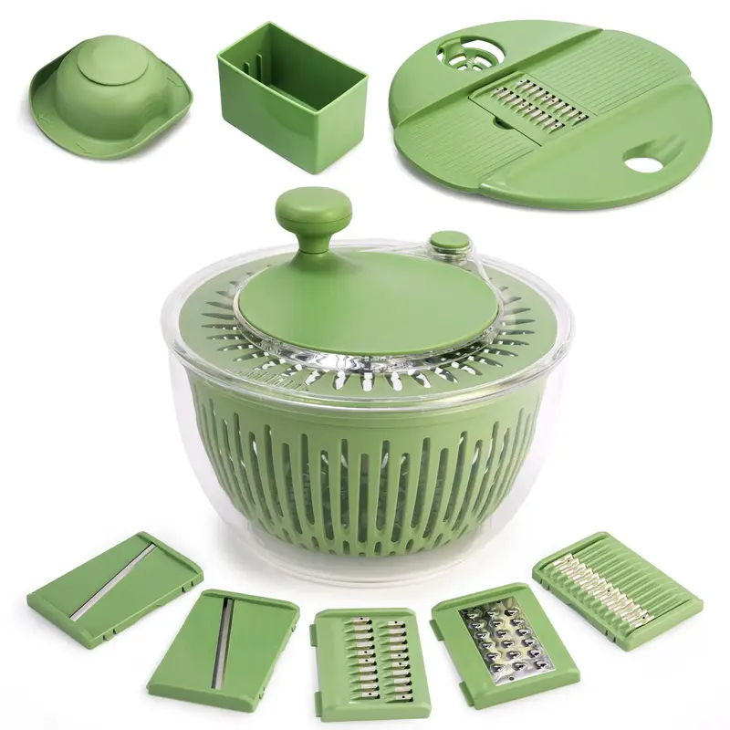 Susteas Salad Spinner +Chopper Combo –Includes Colander & Pasta Strainer– 5-in-1 Kitchen Must-Have (Springtok Green) Vege...